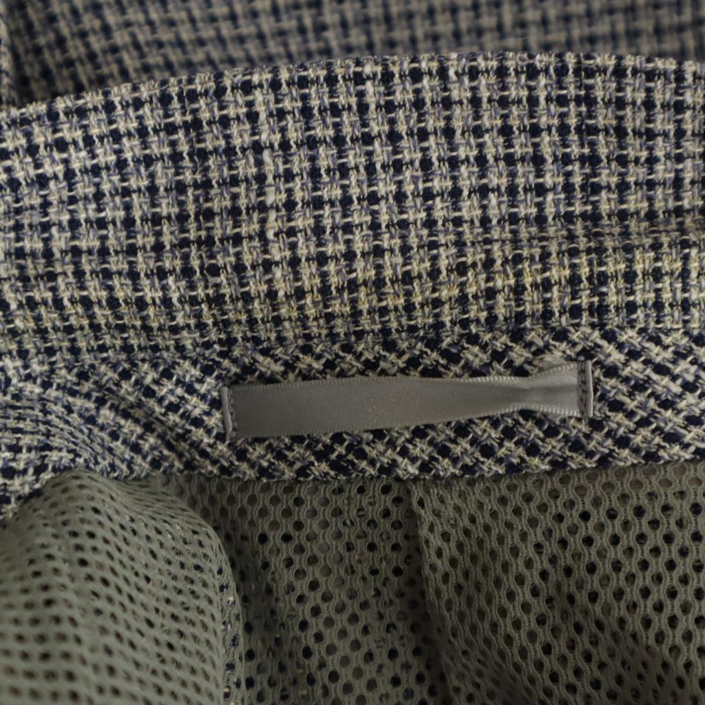 LANVIN 90s Old Check Pattern tailored jacket 46-54 Navy Ancon Men's Used