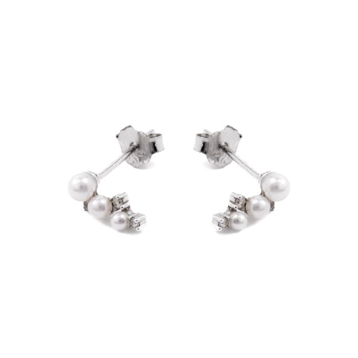 Boucles d'oreilles Luxenter en argent 925 avec perle blanche finition en rhodiée - Linpi