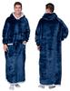 Blanket Sweatshirt Oversize Warm Thick Blanket Sweatshirt 2in1 Navy Blue Furry[Kb-Xl3]