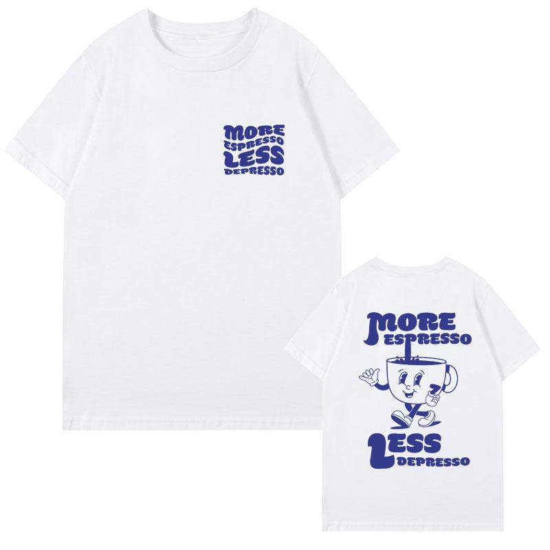 

Футболка мужская женская ретро кофейная графическая футболка с круглым вырезом симпатичная эспрессо эстетика смешные футболки XXXL белый