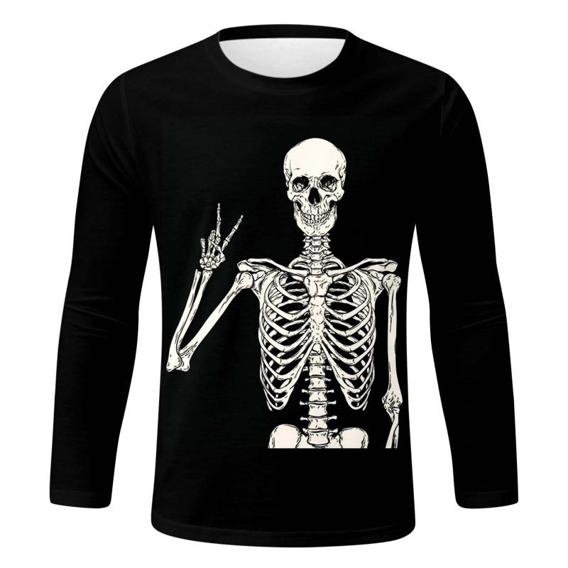 Série Carnaval de Halloween Camiseta Masculina Casual de Manga Comprida Estampada em 3D
