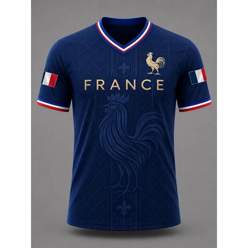 France Style T-Shirt Men Women 3D Print Textured Graphic Top Short Sleeve Casual Streetwear Breathable Quick Dry Summer Wear