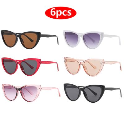 Car Sun Glasses 6pcs Cat Eye Frame Sunglasses Women Brand Designer Cycling Driving Sunscreen Sun Glasses Unisex Shades UV400