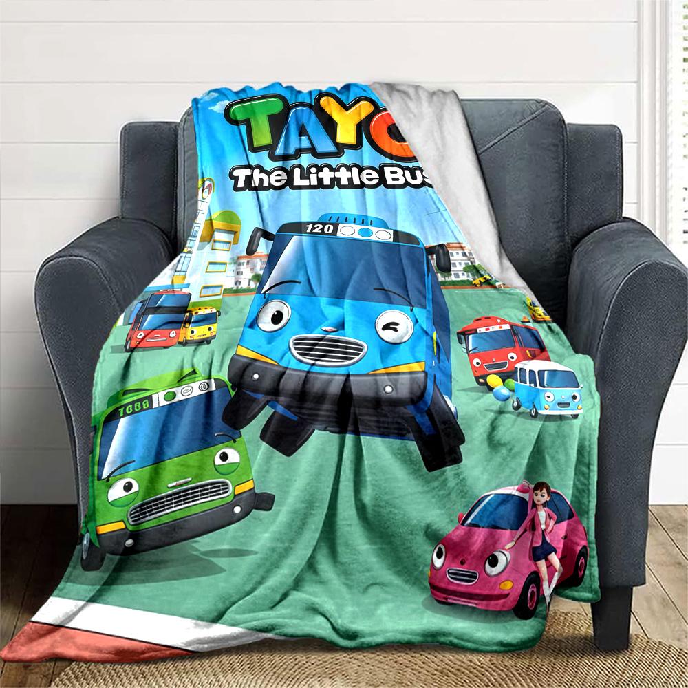 Coperta in Flanella con Stampa di Tayo il Piccolo Autobus Alta Qualità Calda Confortevole Coperta per Tutte le Stagioni Perfetta per Regali Decorazioni per la Casa