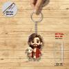8 Parça 2D düz akrilik İsa temalı çizgi film karakter anahtarlık, 2D düz sırt çantası anahtarlık kolye.