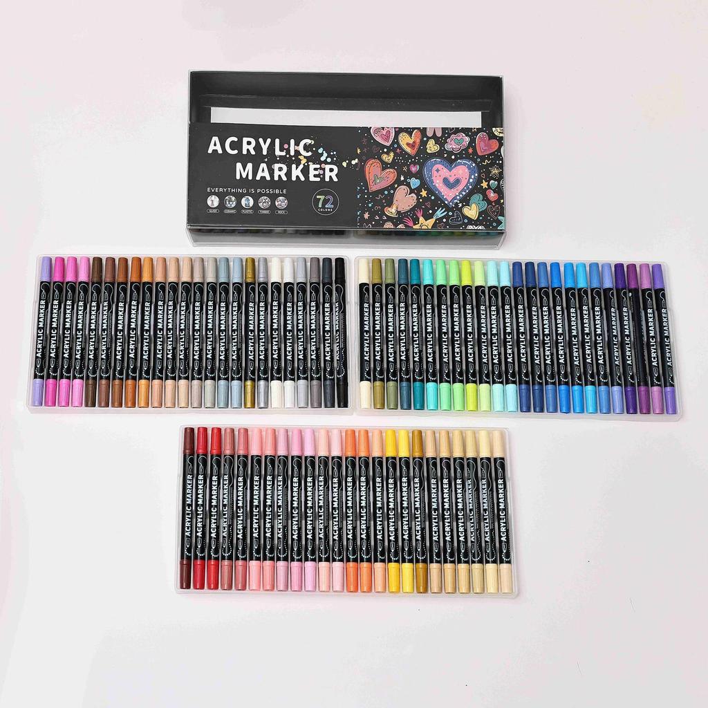 Dual-Tip Stackable Acrylic Markers - Quick-Drying Christmas Greeting Card Pens