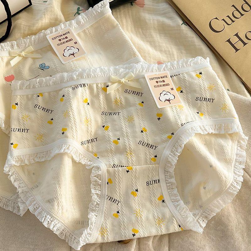 Antibakterieller Slip aus reiner Baumwolle Jacquard Mittelhoch geschnitten Bequemer Triangel-Damen-Slip