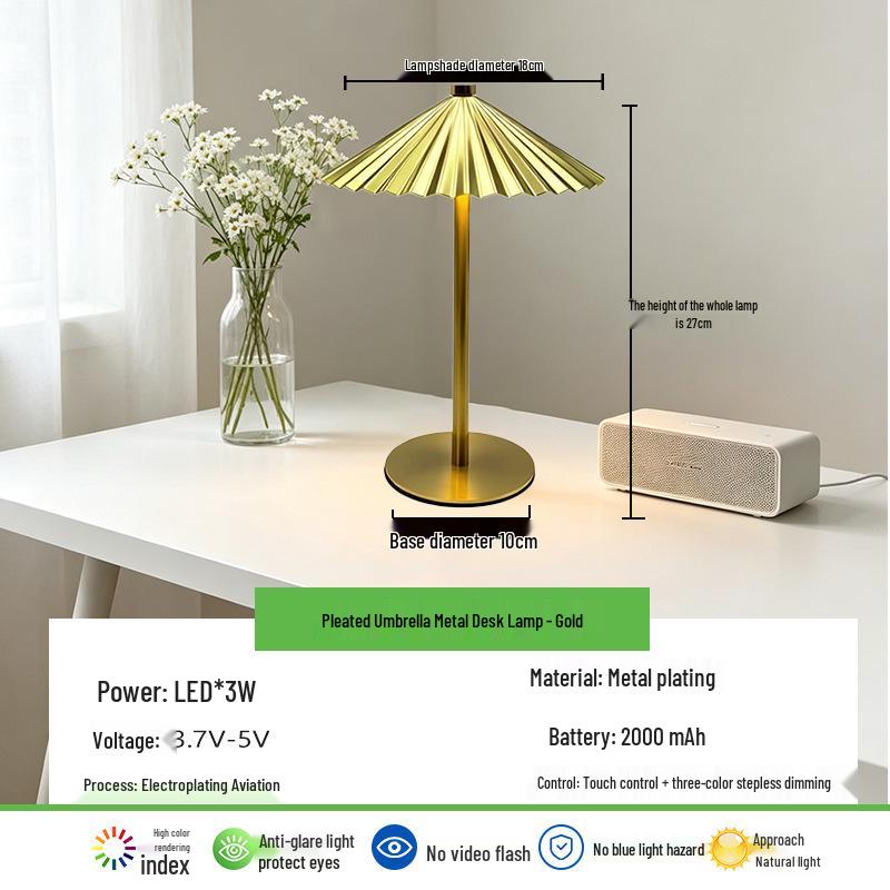 Retro Iron Art I-Beam Touch Desk Lamp - Eye Protection Night Light Three-color stepless dimming