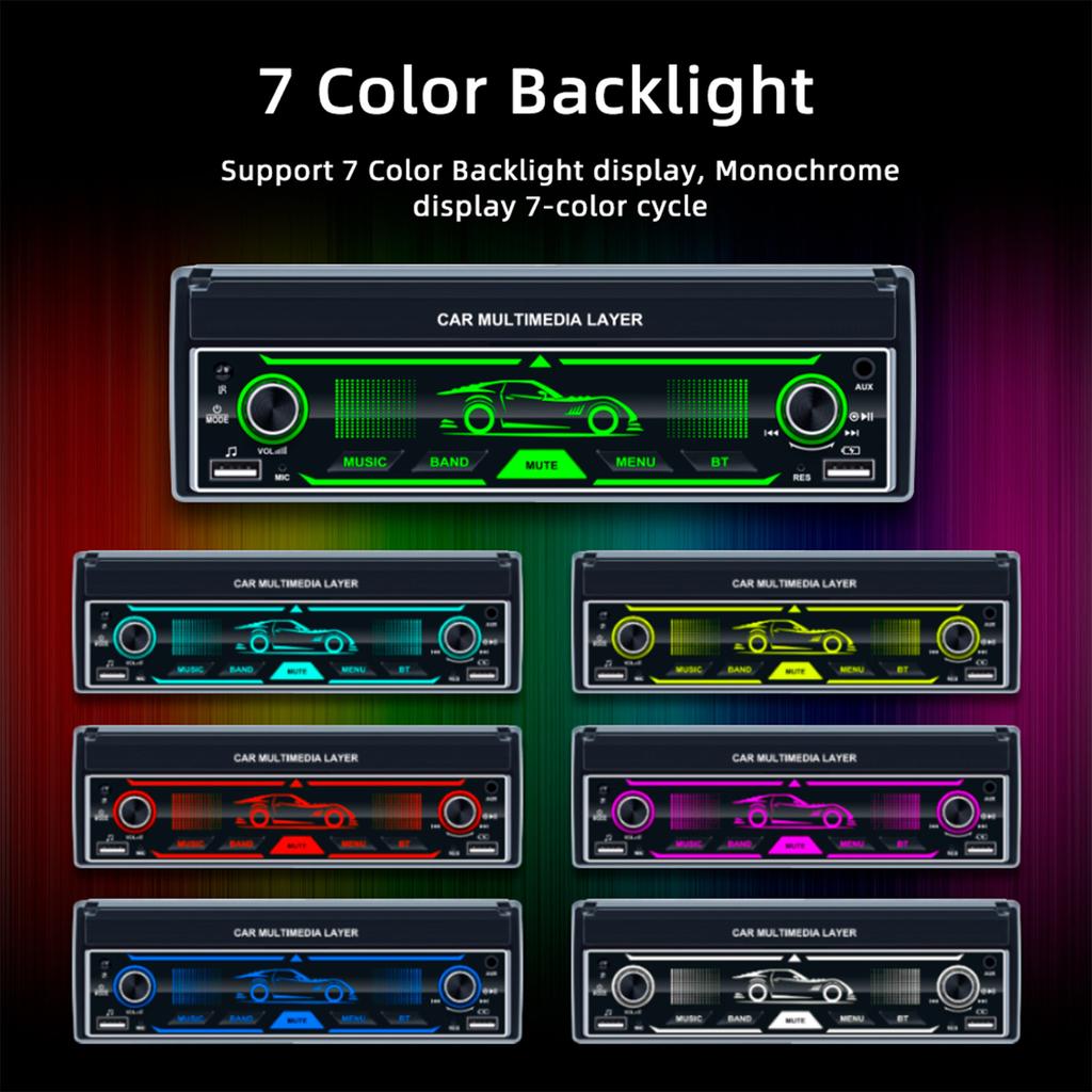 7 Zoll HD Wireless Android Auto CarPlay 1Din Video Multimedia Android MP5 Player Versenkbarer Bildschirm Spiegel Link Auto BT/FM/USB/AUX