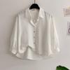 Honey J Tavern Collar Shirred Sleeve Balloon Loose Fit Shirt  2color 