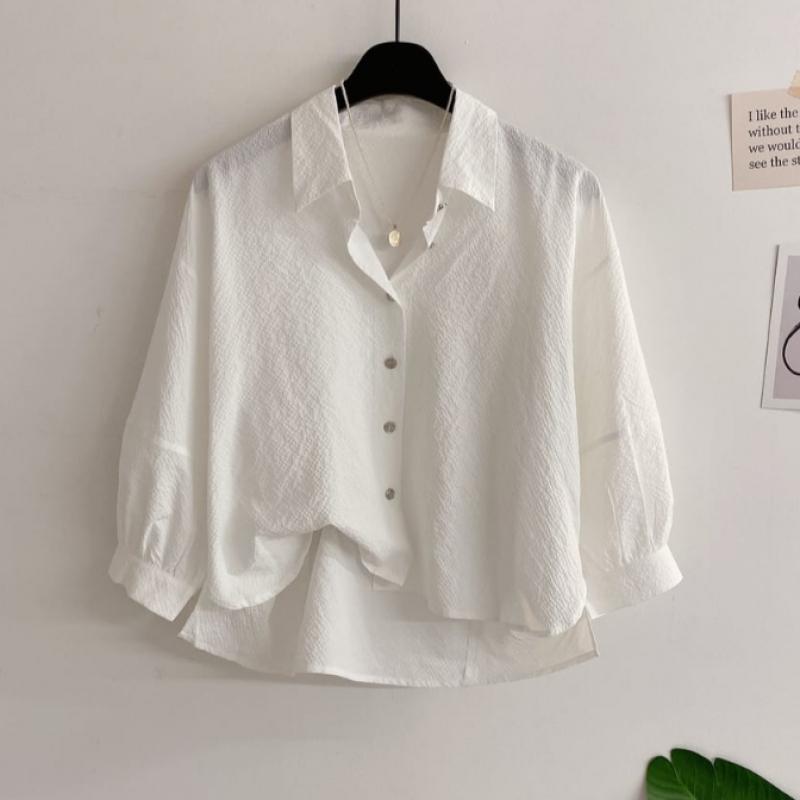 Honey J Tavern Collar Shirred Sleeve Balloon Loose Fit Shirt  2color 