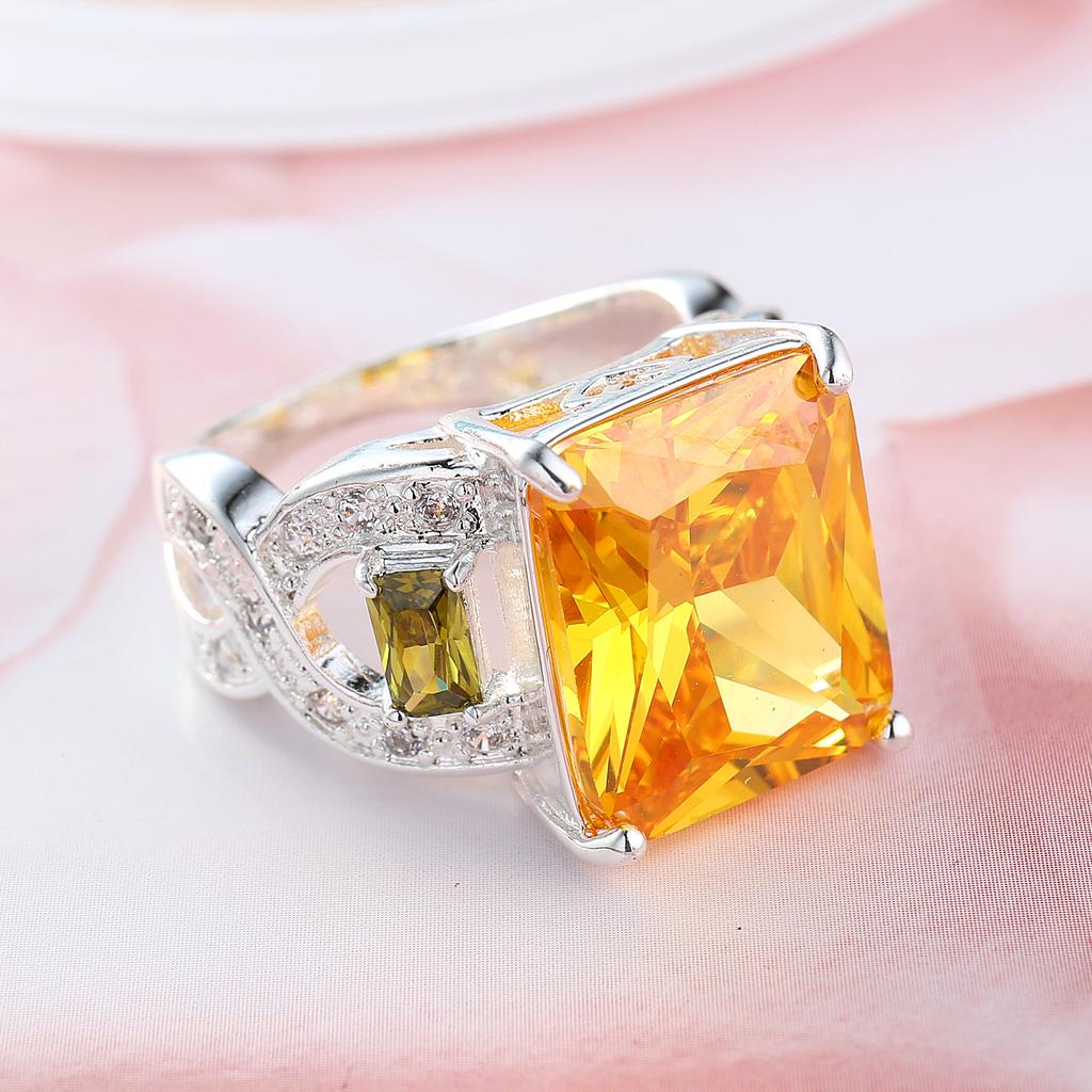 Dámské zirkonové šperkové prsteny SODROV Olivově zelená barva