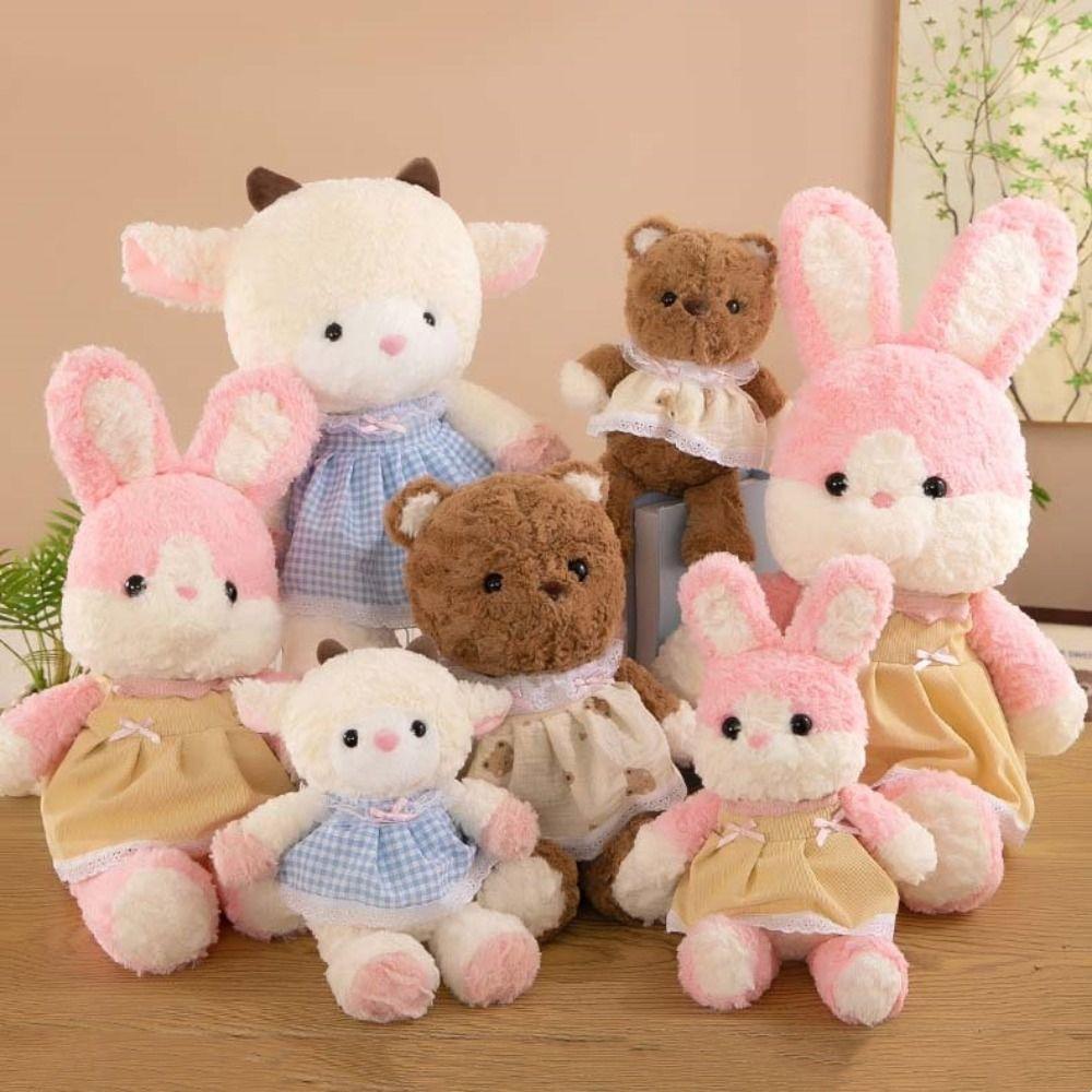 Wear Dress Rabbit Bear Plush Wolf Husky Stuffed Animal Doll  Valentine's Day Gift