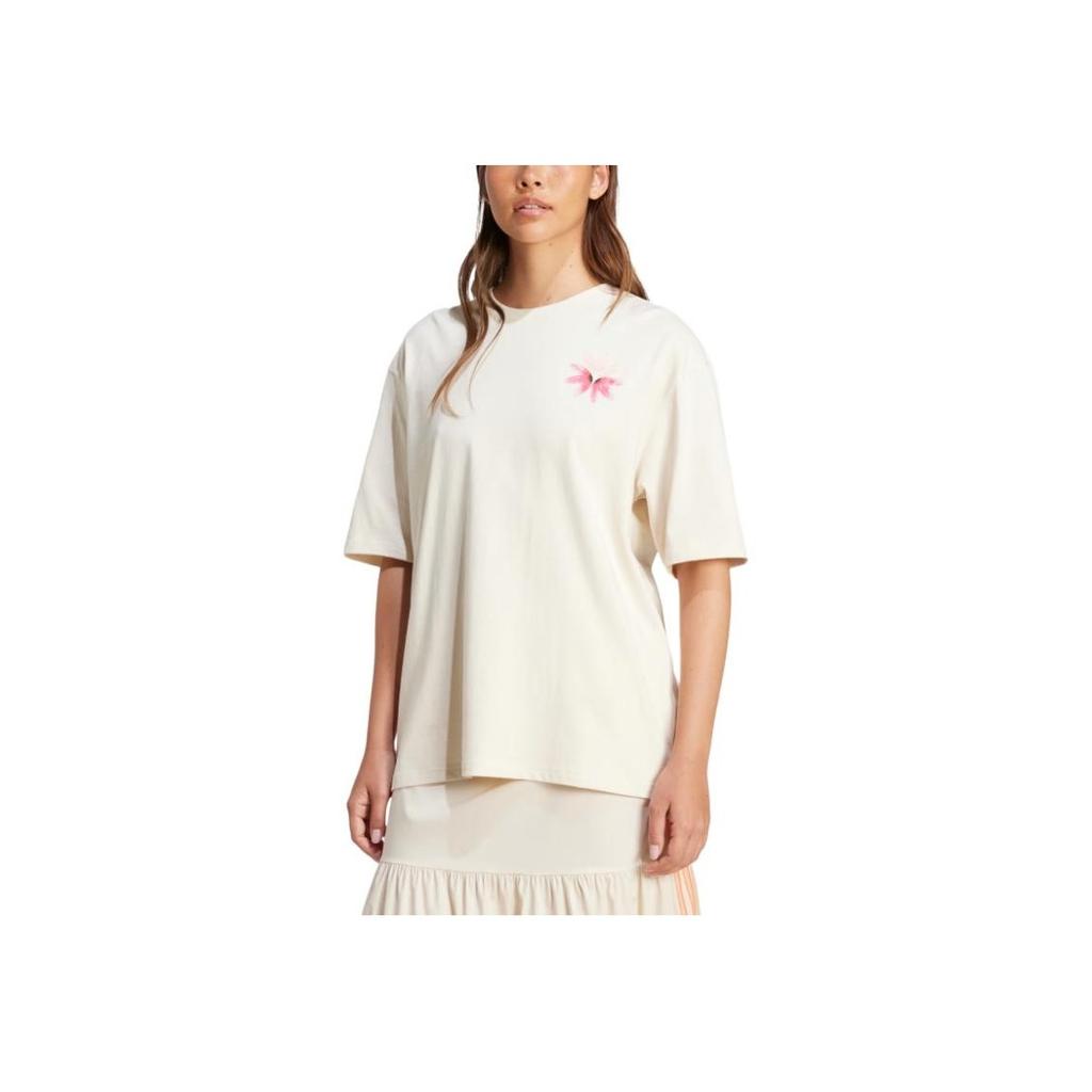 Adidas Originals Loose Comfortable Simple Short Sleeve Drop Shoulder T-Shirt Women Tops Magic-White KC0678