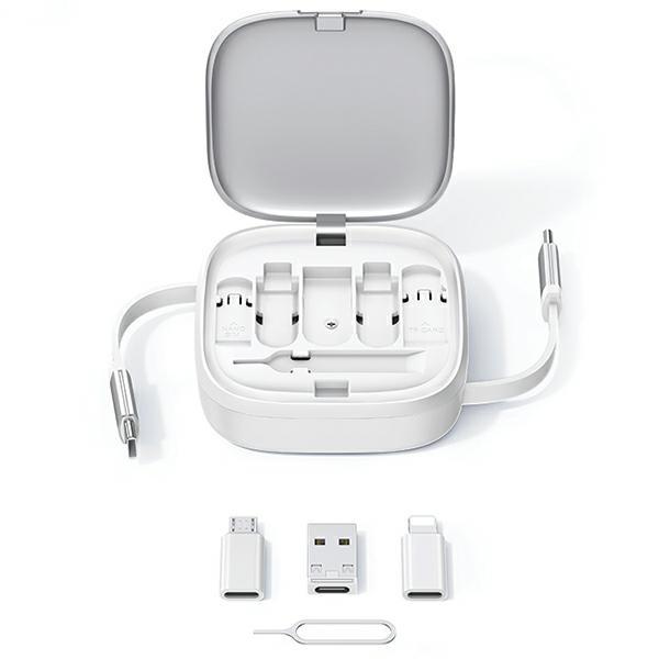 Usams Kabel Rozwijany 3W1 Z Pudełkiemmicrousb/Usb-C/Lightning 60W Fioletowy/Purple Sj650Usb03 (Us-Sj650)