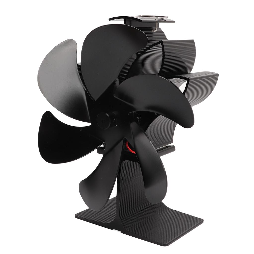 6 Blade Stove Eco Fan Black High Temperature Resistant Self Starting Energy Saving Heat Powered Fan