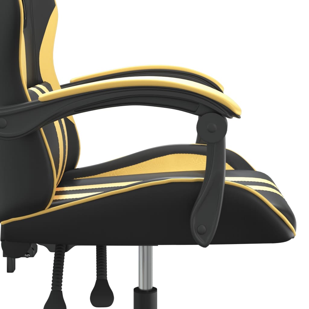 Gaming Chair Swivel Black and Gold PU Leather