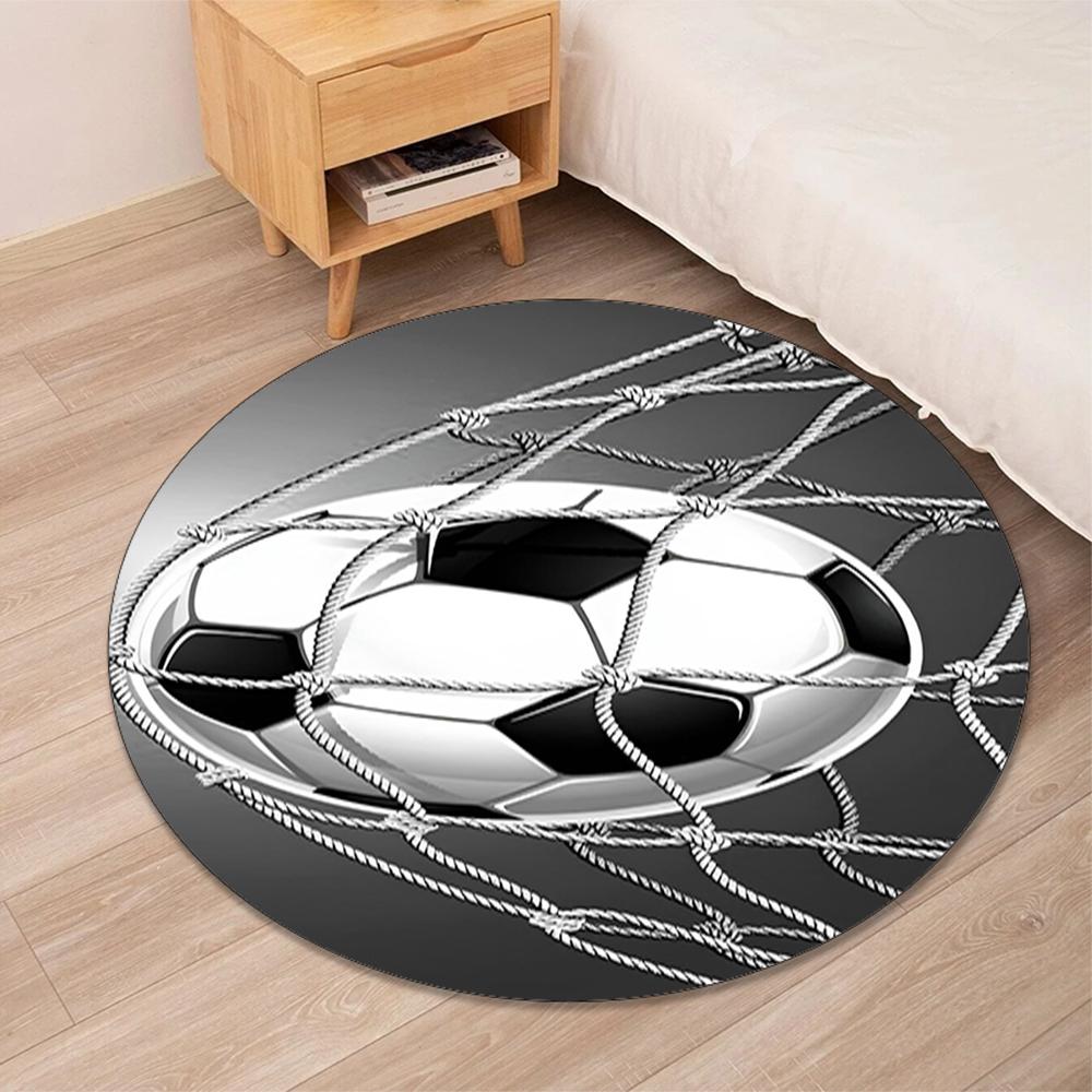 Fußball bedruckter runder Teppich Teppich Stuhlteppich Läufer Eingang Fußmatten, für Bürostuhl Wohnzimmer Schlafzimmer Küche.