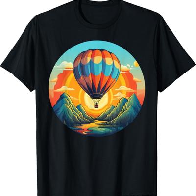 Mountains Sunset Adventures with Hot Air Balloon T-Shirt