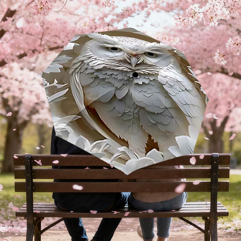 1PC Owl Paper-Cut Umbrella-8-Rib Reinforced, Automatic Open, Lightweight & Durable, Cute Fashion Accessory for Outdoor-P64