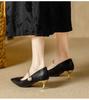 National Style Chinese Pointed High Heels 2025 New French Temperament with Skirt One-word Belt Autumn Bag Head Single Shoes Women
