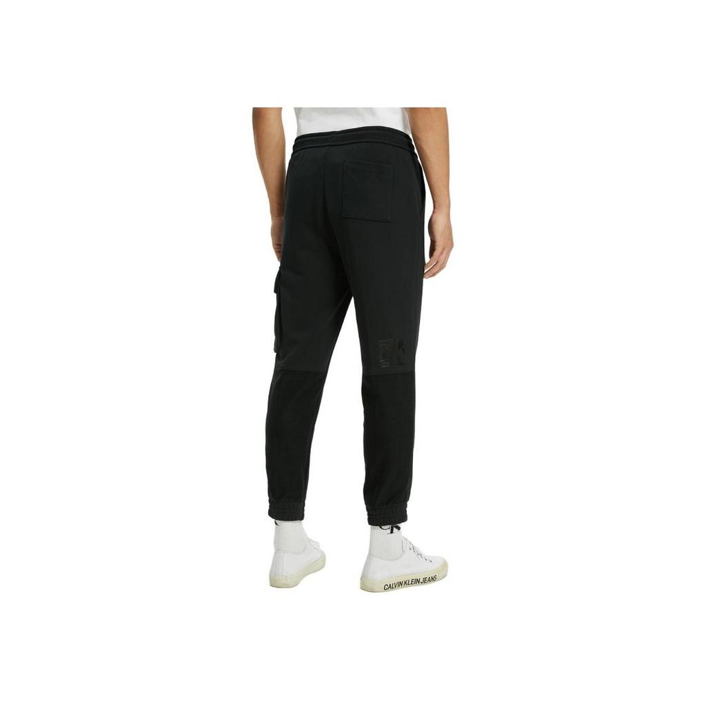 Calvin Klein Letter Print Drawstring Mid-Rise Casual Pants Men Bottoms Black J322133