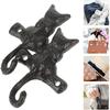 STOBAZA 2 Heavy Duty Coat Hook Cast Iron Cat Wall Hook,Decorative Hook Rustic Black Hooks,Single Key Hook Animal Wall Hanging Hook,Suitable for