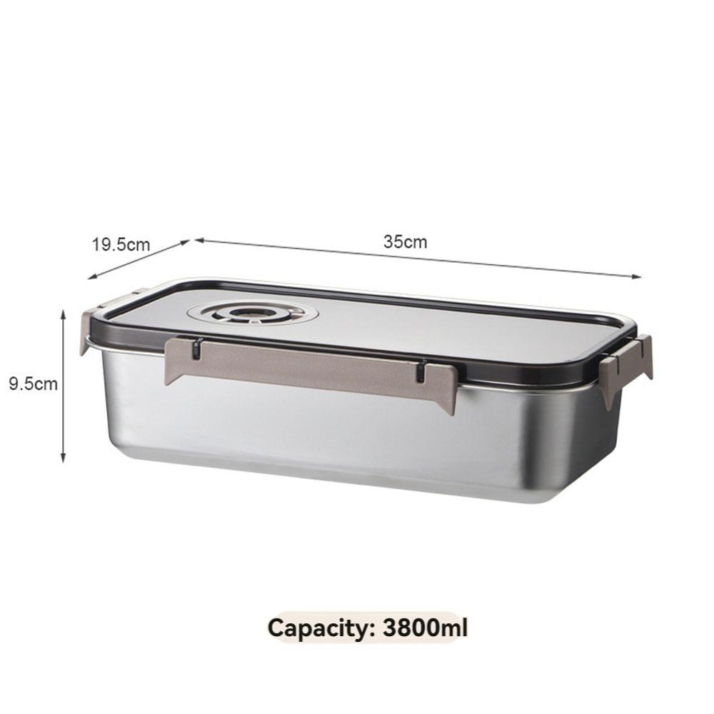 

1pc Stainless Steel Food Containers, Fridge Storage Container Airtight Kitchen Crisper with Removable Lid Microwaveable Dumplin