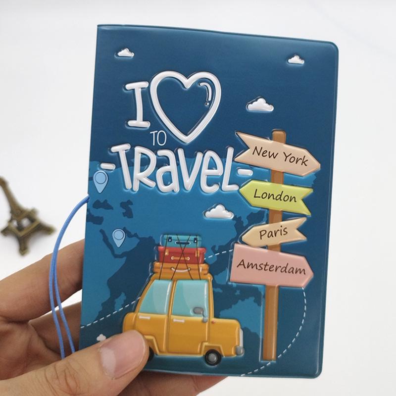 Cartoon Map Passport Holder: Travel Document Cover for Couples