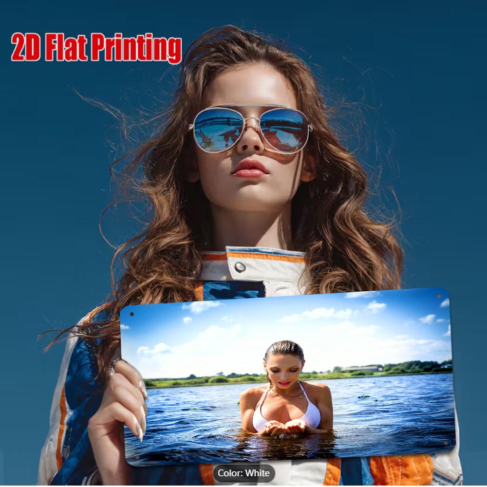 

HD Metal Tin Sign Woman in White Bikini Posing in Calm Lake Water with Lush Green Shoreline Serene Natural Outdoor Scene Wall De 15x30cm(5.9x7.8inch)