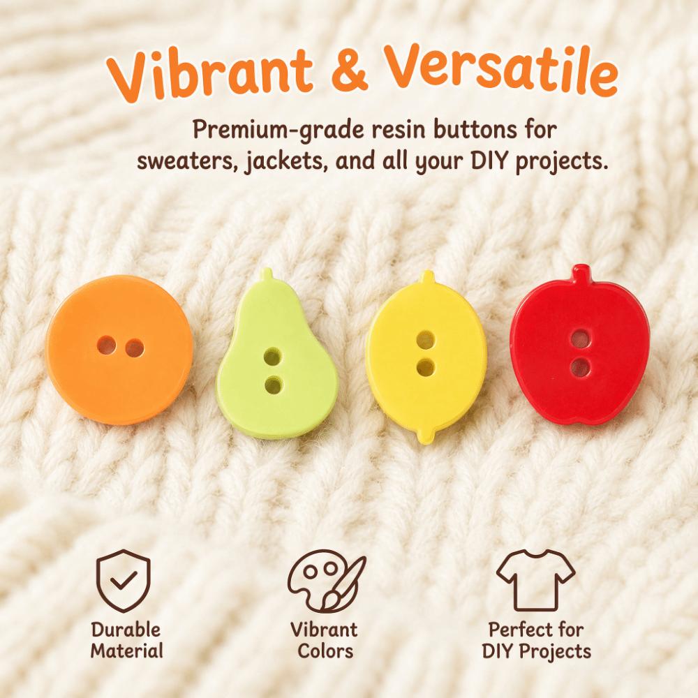40pcs Creative Mango Buttons 2 Holes Orange Buttons Mini Colored Fruits Buttons Clothes Accessories