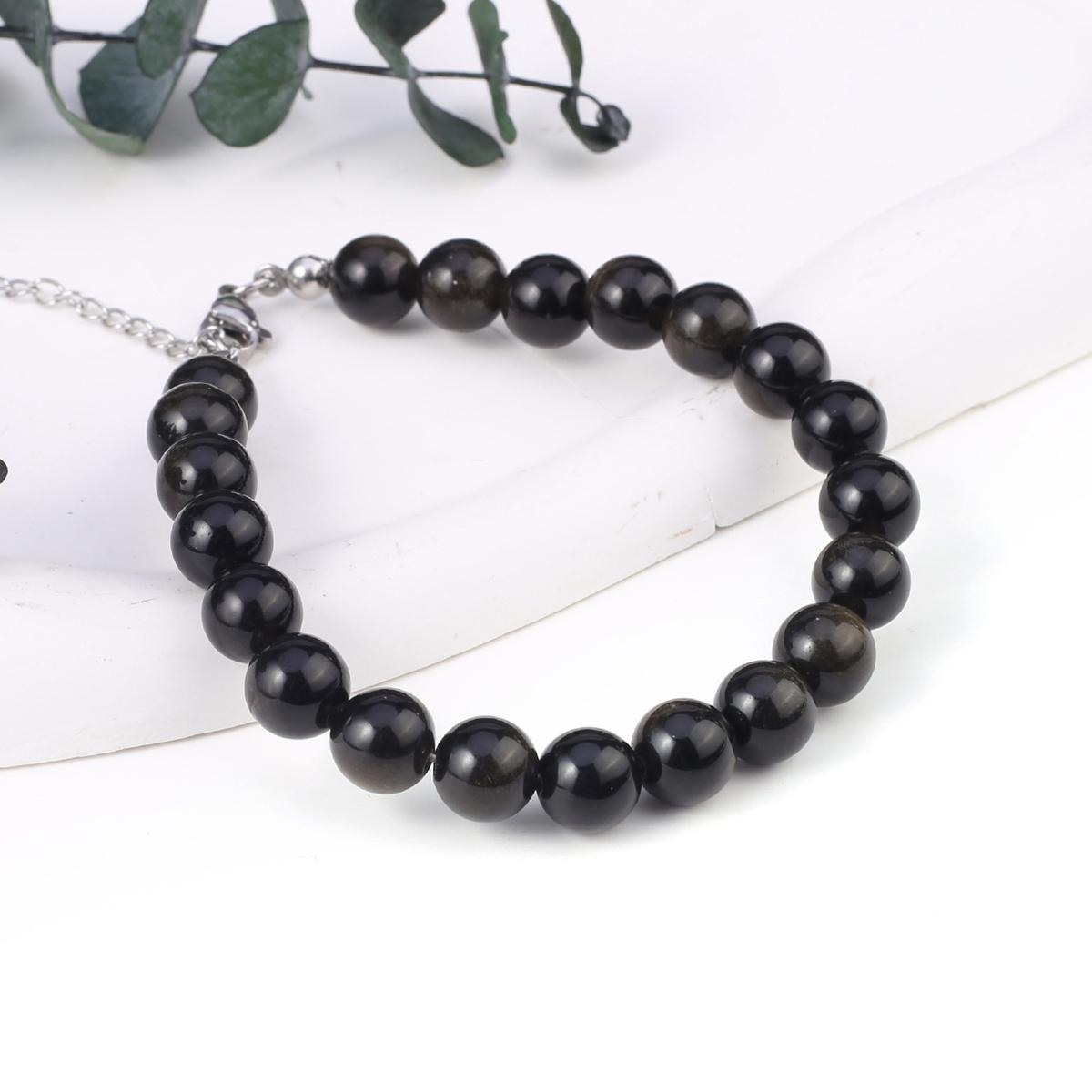 

Новый стильный женский браслет, натуральный камень, флюорит/агат/розовый кварц/унакит, бусины 8X8 мм, подвески для женщин, подарок на день рождения Black Agate