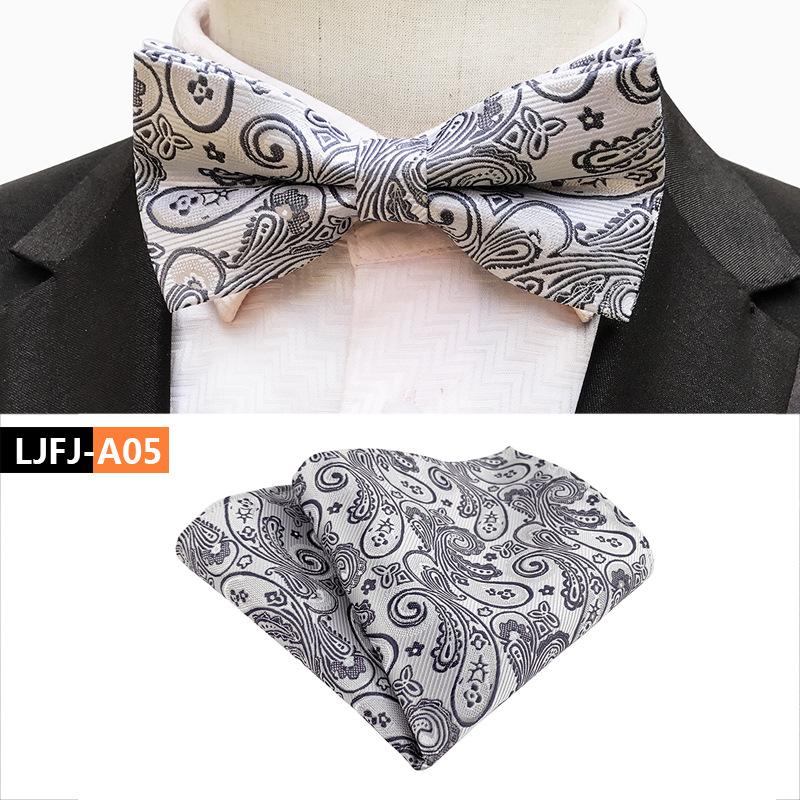 Set de papion cu buzunar și prosop la modă, papion de nuntă pentru mire și cavaler de onoare