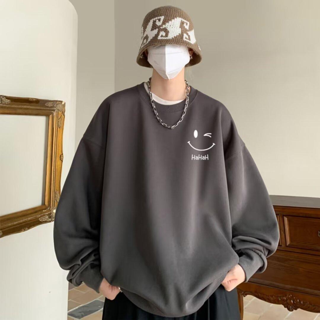 

Мужская толстовка с капюшоном с круглым вырезом и принтом, модная брендовая повседневная толстовка с капюшоном, свободная рубашка с длинными рукавами S