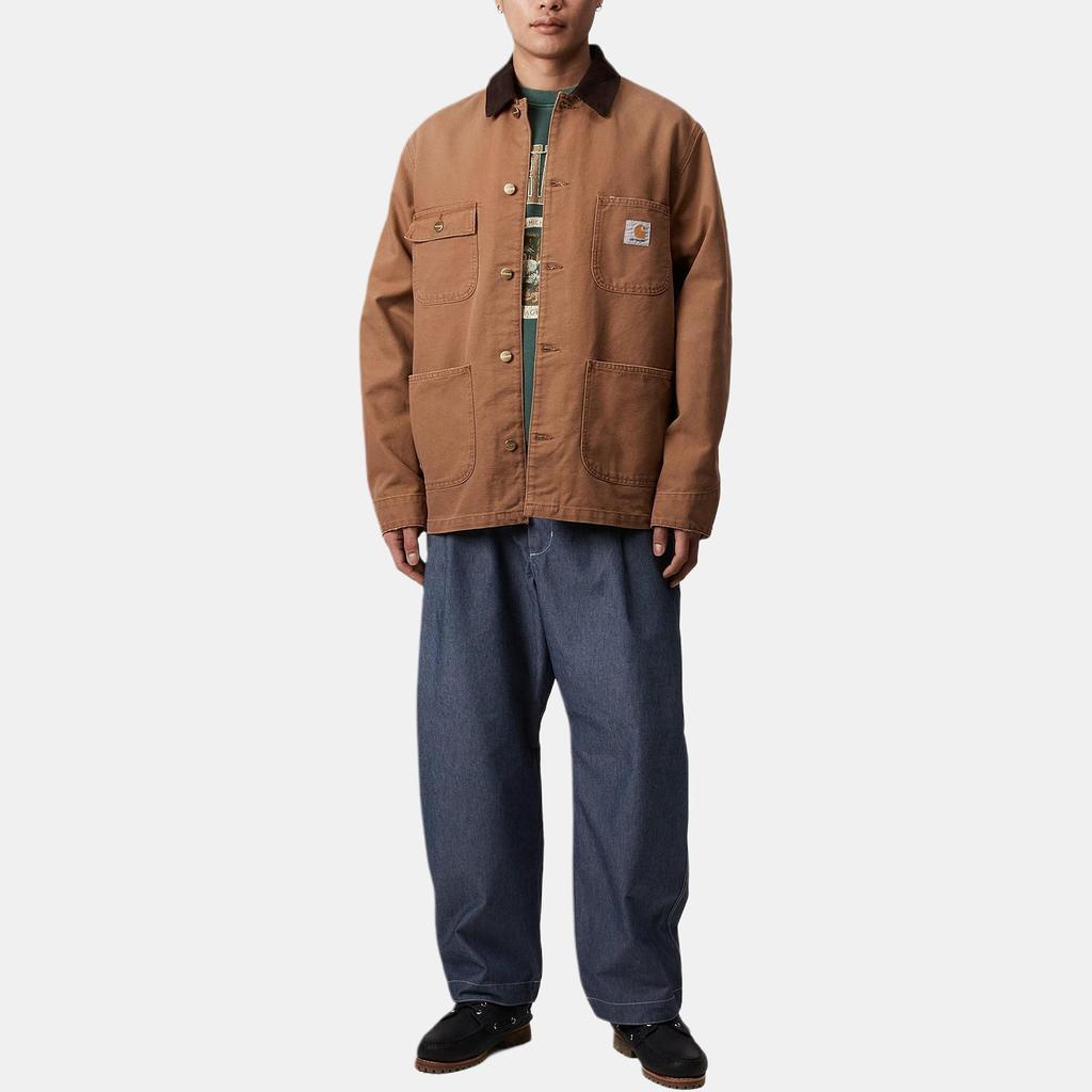 Carhartt WIP Chore Loose Diamond Quilted Square Label Long Sleeve Jacket Men Jacket Brown I035281-00S-3K