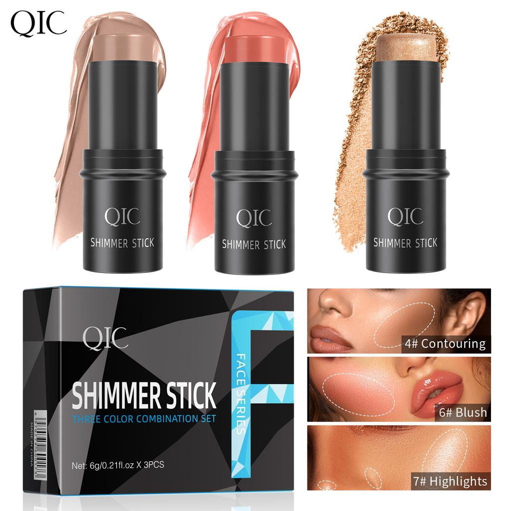 Highlight Blush Grooming Stick 3-Piece Set Face Contour Highlight Stick Blush Cream Makeup Set