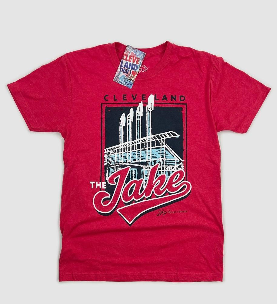 Красная футболка с ретро-графикой Cleveland Baseball Red Jake Унисекс XL