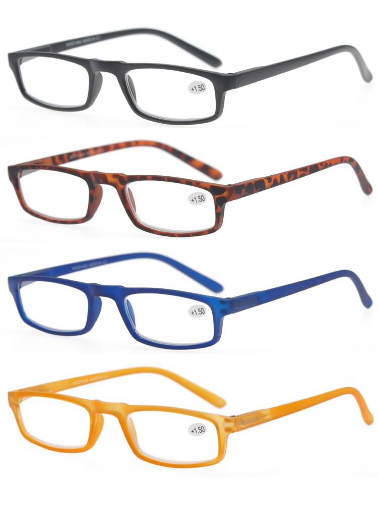 MODFANS Reading Glasses - 4 Pairs Fashion Readers Narrow Frame Spring Hinge For Men Women