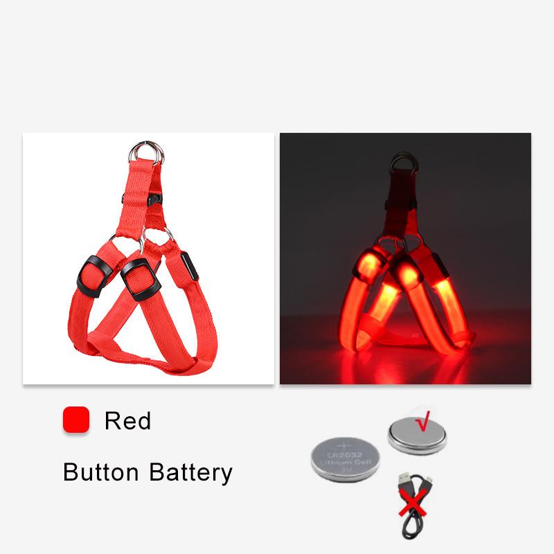 Pet Harness LED Dog Harness Nylon Cat Harness Night Safety Glowing Pet Vest Adjustable Luminous Dog Vest Dog Products
