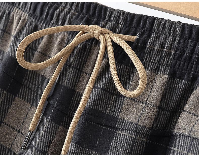 Spring Style Fashionable Plaid Elastic High Waist Pants for Middle-aged and Elderly Women