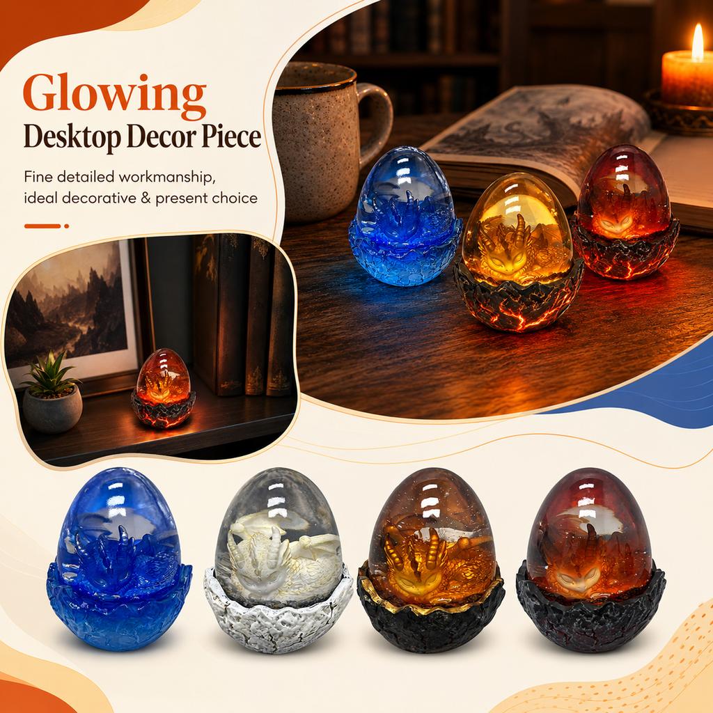 Egg Glowing Resin Desk Decoration with Breathing Light for Home Shelf Decor