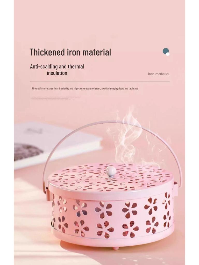 Stainless Steel Mosquito Coil Holder with Lid and Ash Catcher - Fireproof Mosquito Repellent Box