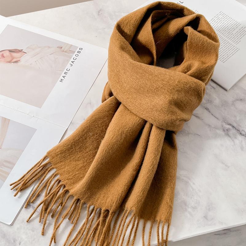 White Pure Scarf Women's Winter Korean Versatile High-end Sense Thickened Couple Scarf Dual-purpose High-end Gift