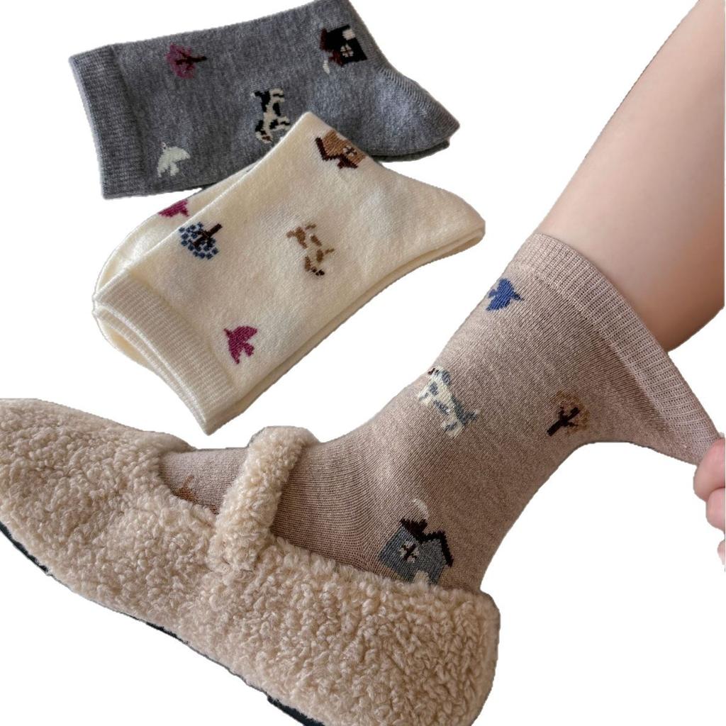 Herbst Wollmärchen Socken Mittelhohe Socken Tide Girl Niedliche Cartoon Strümpfe