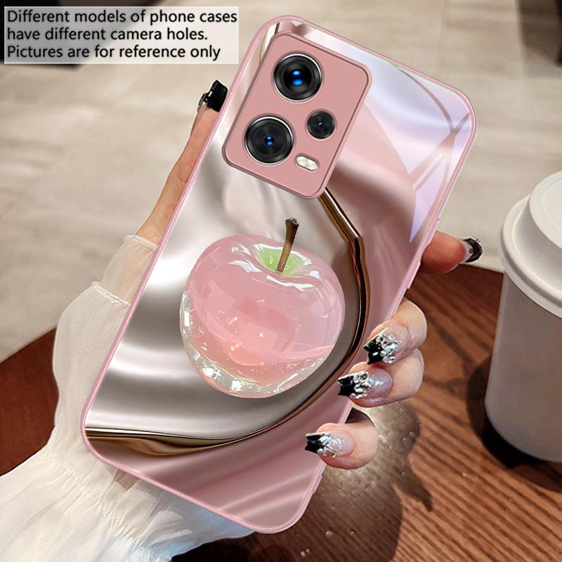 

Transparent colored apple For Xiaomi 14 Ultra 13 Lite Redmi Note 13 11 Pro 12 Plus Poco X6 3 Pro F4 6 GT Tempered Phone Case For Xiaomi Poco F6