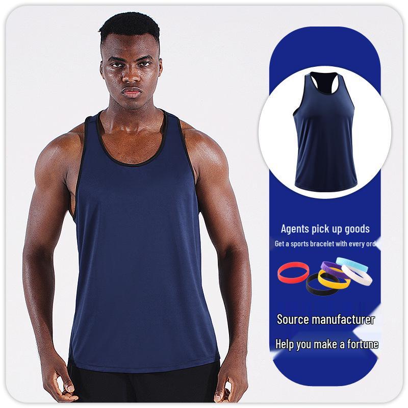 

Мужская быстросохнущая майка для бега больших размеров - Легкая, свободного кроя для летнего фитнеса и баскетбола. XL темно-синий