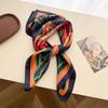 Chain Dot Printed Silk Like Small Square Scarf For Women Sun Protection