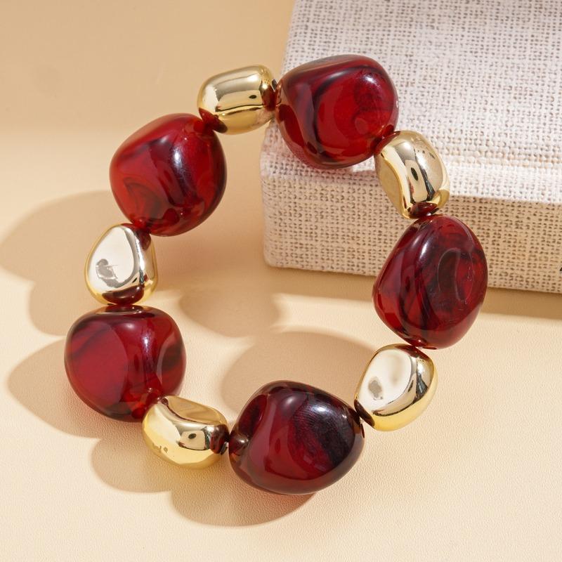 1PC European and American acrylic smudge irregular geometric beaded bracelet retro ethnic style niche high sense