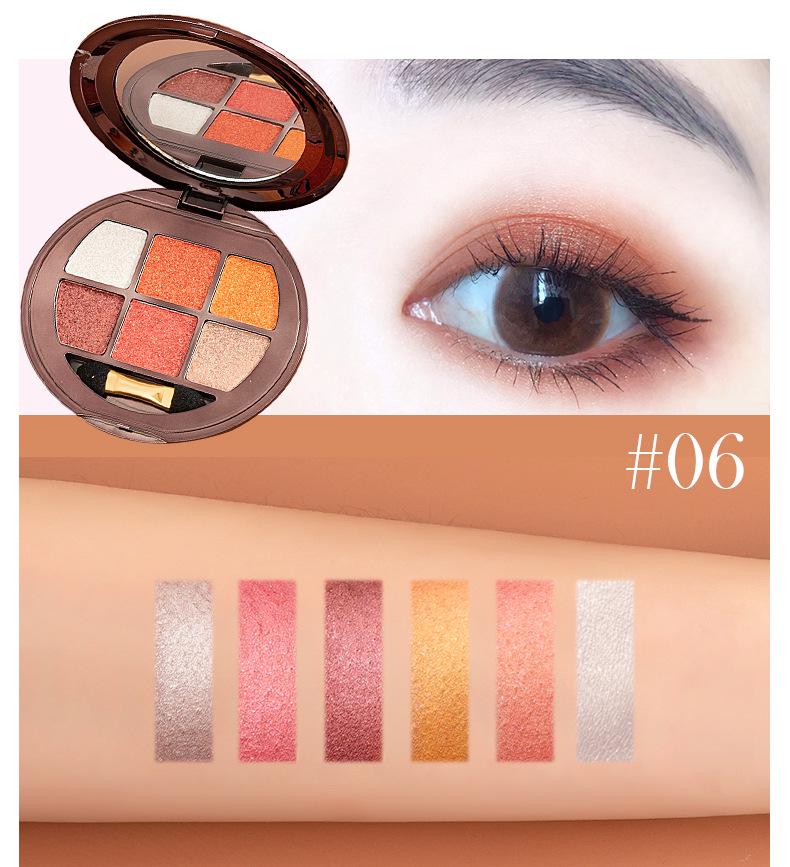Silky Six-Color Earth Tone Eyeshadow Palette: Matte & Pearlescent Shades for Beginners