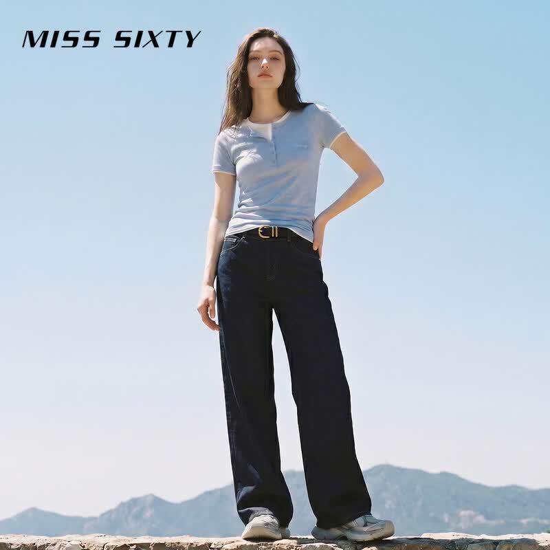 MISS SIXTY Women's Tencel-Linen Blend Wide-Leg Jeans
